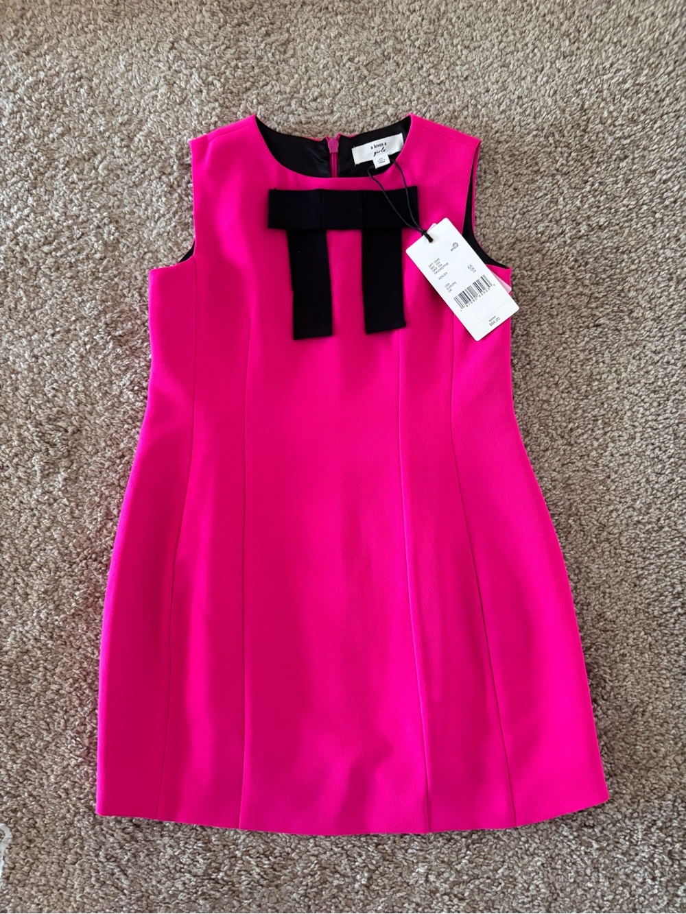 Girls Fuchsia Bow-Trim Formal Dress